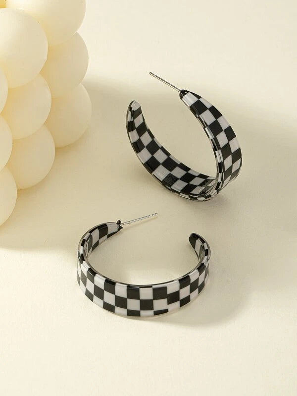 Checkered Print Earrings
